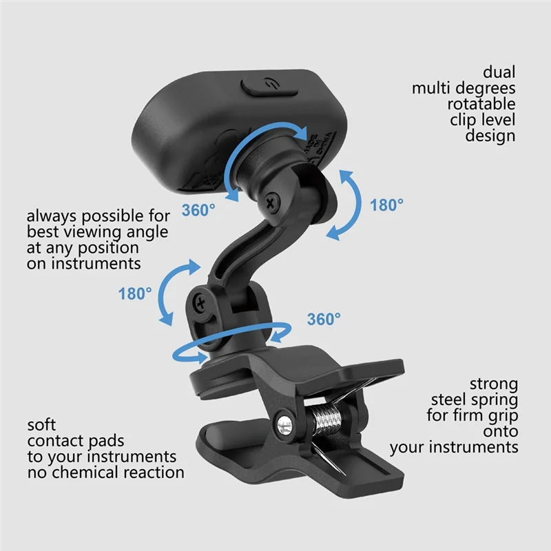 

AROMA 1 PCS AT-800 Clip-On Tuner Rechargeable Tempo Metronome Function Electronic Tuner For Guitar Bass Ukulele