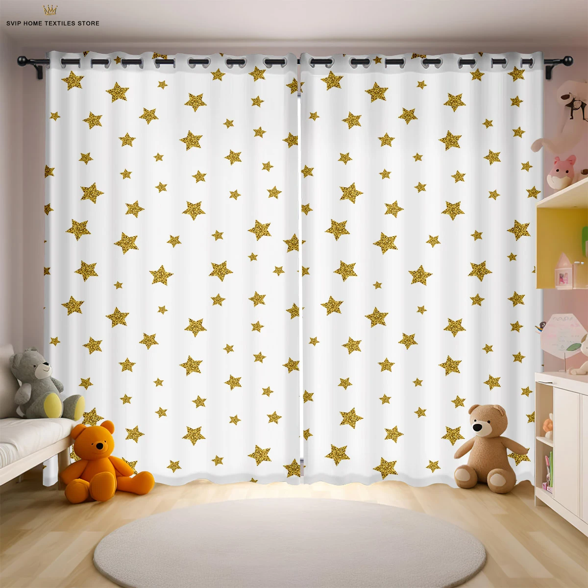 Cartoon Print Curtains for Children's Room Decoration, Cloud Stars, Cute, Bedroom, Living Room, Kitchen, Gift, 2 Pcs Set