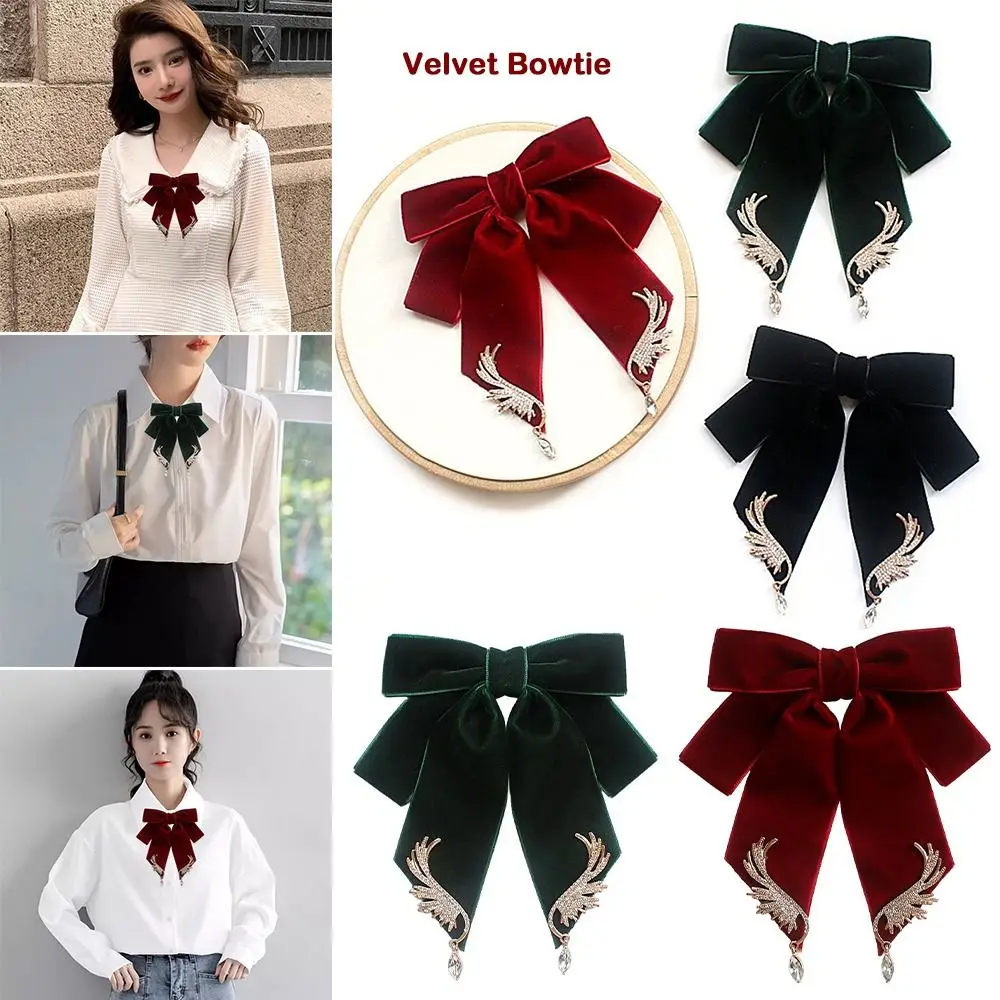 

New Retro Velvet Bowtie Elegant Business Collar Rhinestones Jewelry Korean Collar Flower Women and Man
