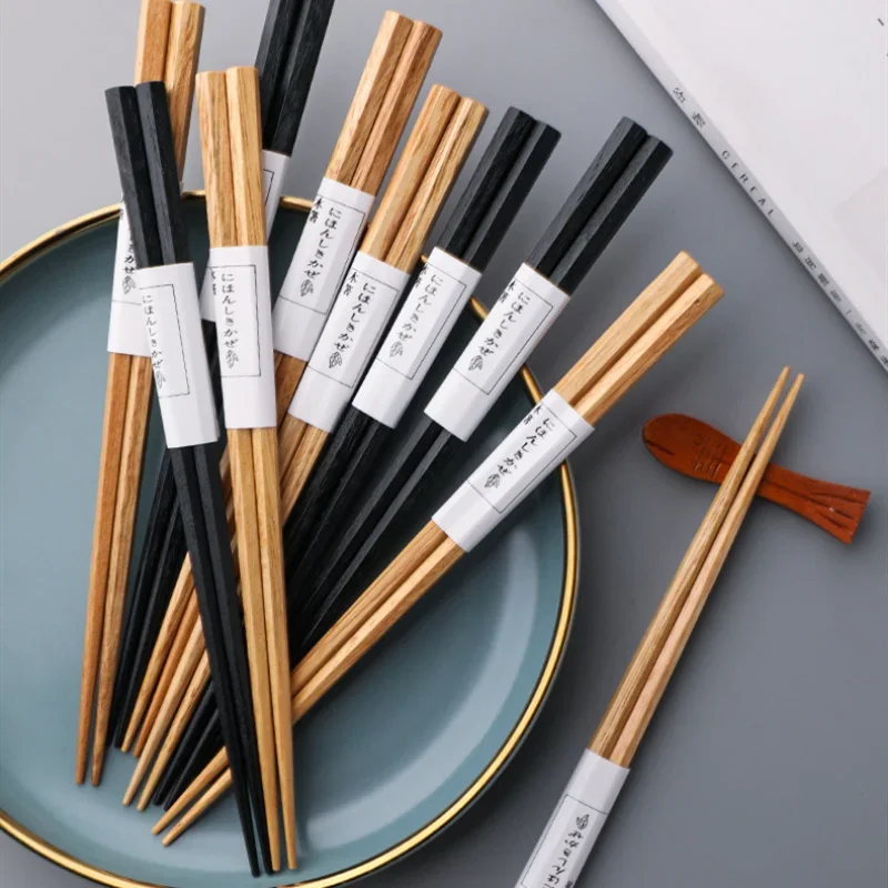 1 Pairs Handmade Japanese Style Wood Chopsticks Reusable Hashi Sushi Food Stick Gift Tableware Korean Chopsticks Spoon Set