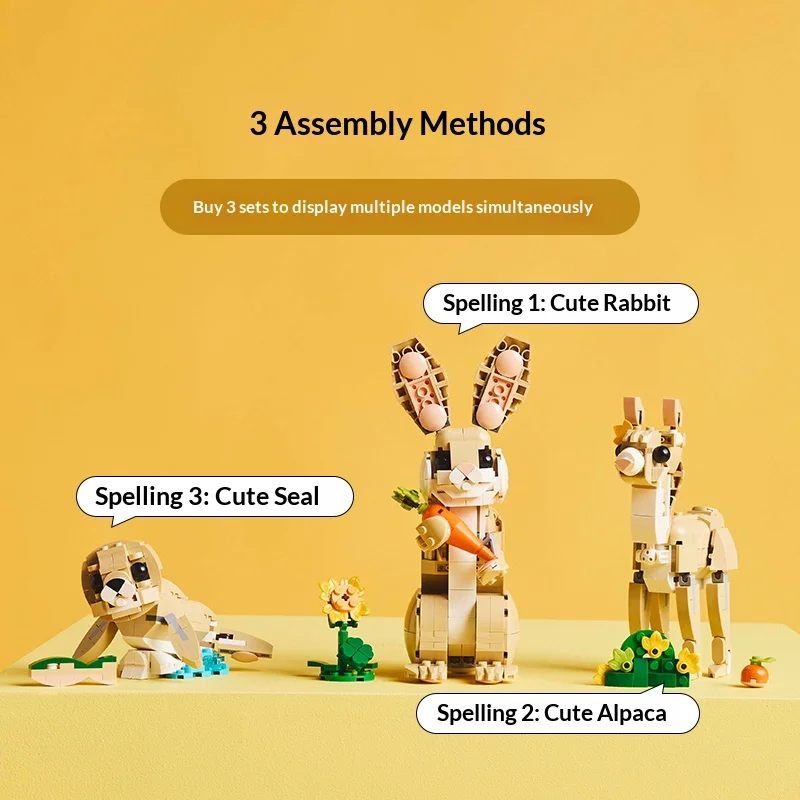 LEGO 31162 Niedliches Kaninchen, 3-in-1-Serie, Kinderblockspielzeug, Weihnachtsgeschenk