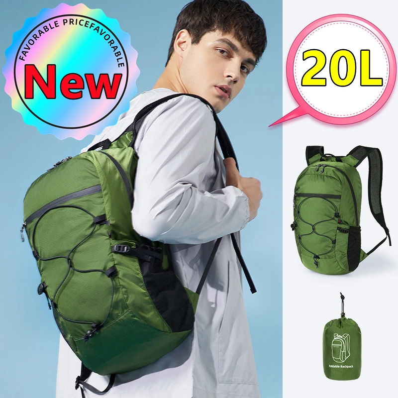 New 20L Lightweight Portable Foldable Waterproof Backpack Folding Bag Ultralight Outdoor Pack for Women Men Travel Hiking Bags