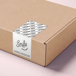 10-50pcs Rectangle Smile Thank You Labels Stickers For Gift Box Package Wrapping Commodity Decor Small Business 10*5cm