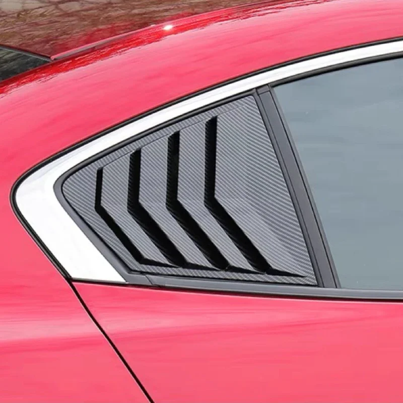Car Rear Louver Window Side Shutter Cover Fit For Mazda 3 Axela Sedan 2020 -2022 Trim Sticker Vent Scoop ABS Carbon Fiber Black