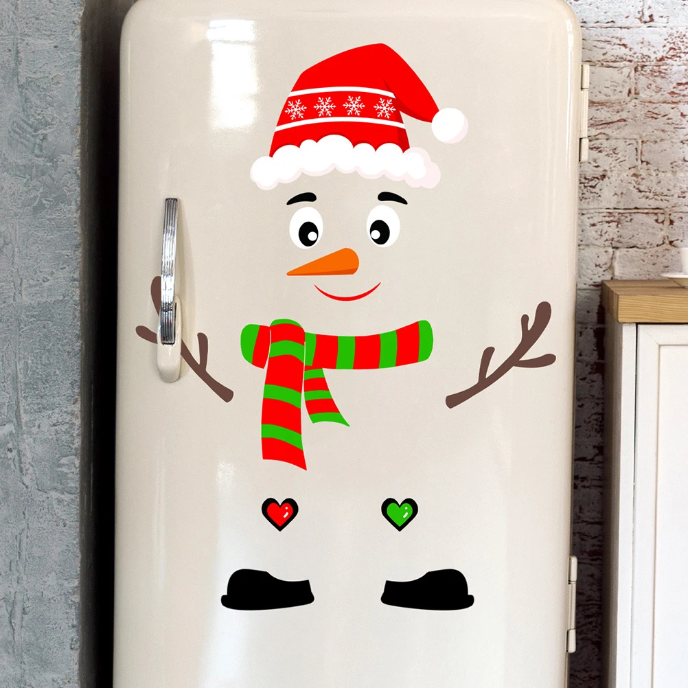 

Holiday Wall Stickers Snowman Christmas Window Clings Xmas Wall Decals Snowflake Snowman Refrigerator Stickers Holiday Door