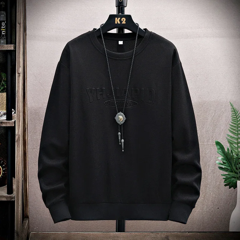 8XL Men's Sweatshirts Large Size Autumn Winter Round Neck Casual Simple Big Size 45kg-145kg Long-sleeved Solid Color Pullovers