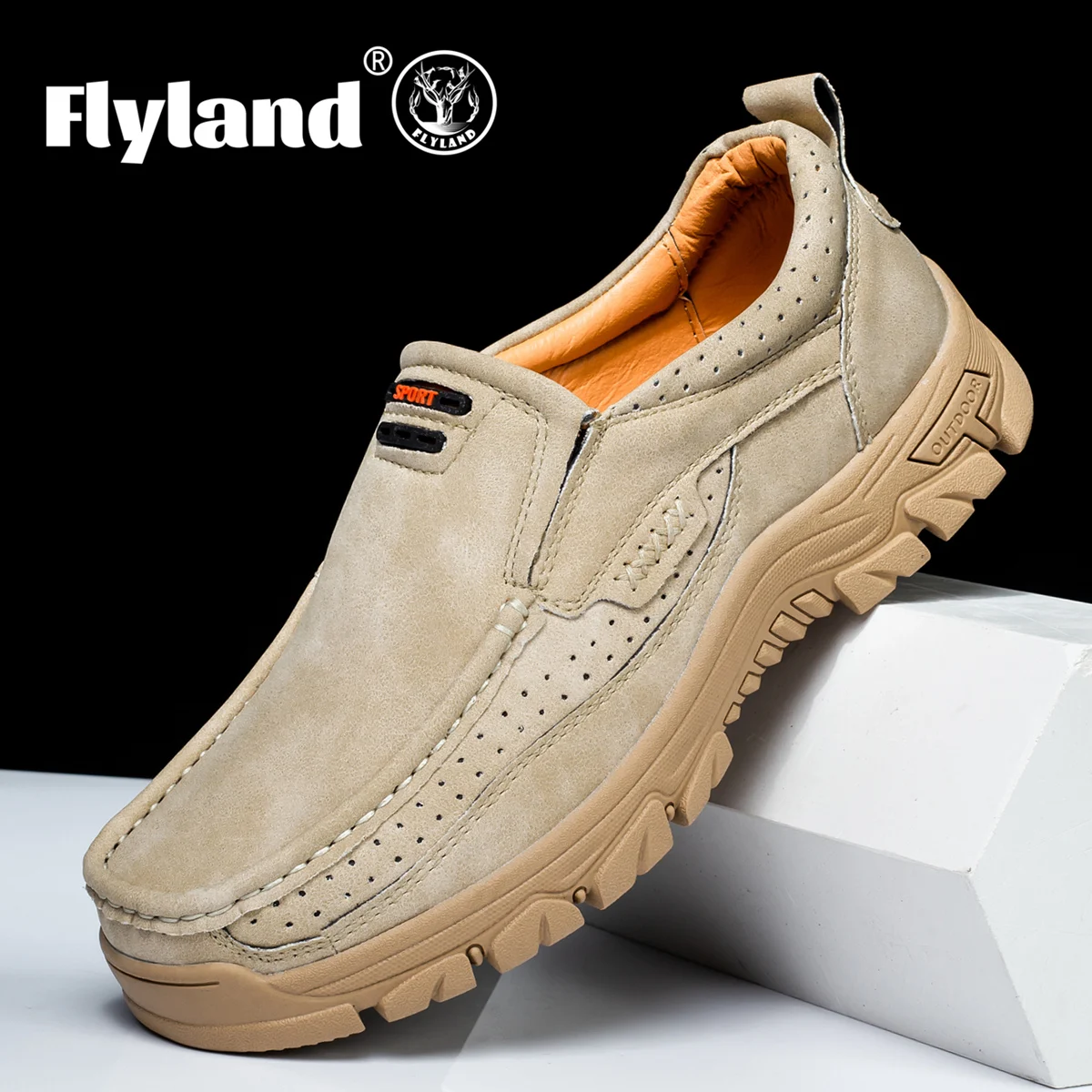 FLYLAND Men\'s Fashion Vintage Hand Stitching Soft Business Casual Leather Ankle Boots Handmade Shoes Flats Oxfords Plus Size