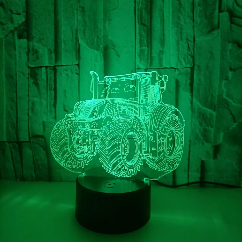 Nighdn 3D Illusion Lamp Tractor Night Light Touch 7 Color Changing Acrylic Desk Lamp for Kids Bedroom Decoration Birthday Gift