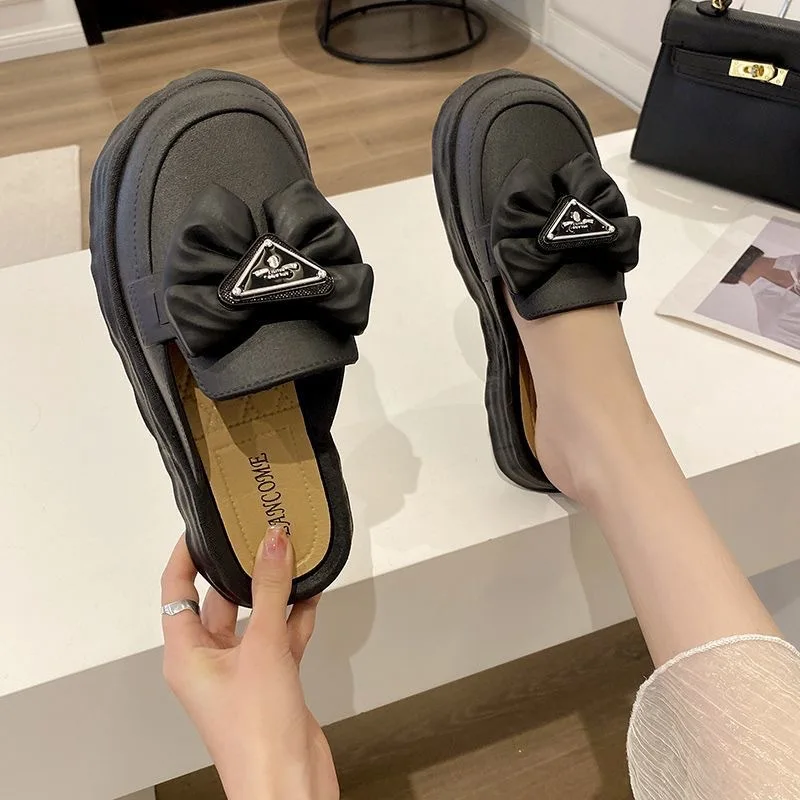 2024 nuove pantofole con fiocco moda donna sandali con suola morbida Baotou scarpe con suola spessa scarpe Casual comode pendolari femminili