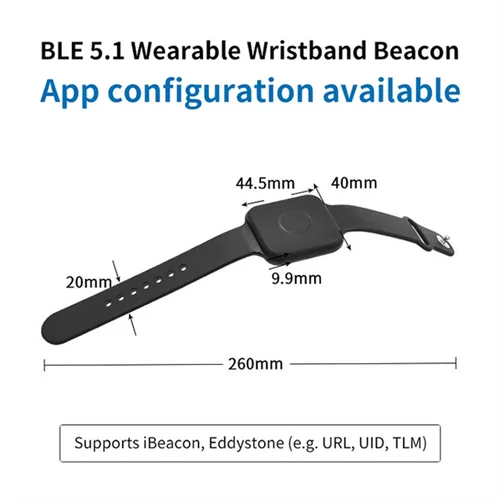 Imagen 2 del producto Feasycom FSC-BP107D Pulsera iBeacon Eddystone portátil Pulsera baliza Bluetooth impermeable DA14531 con batería reemplazable