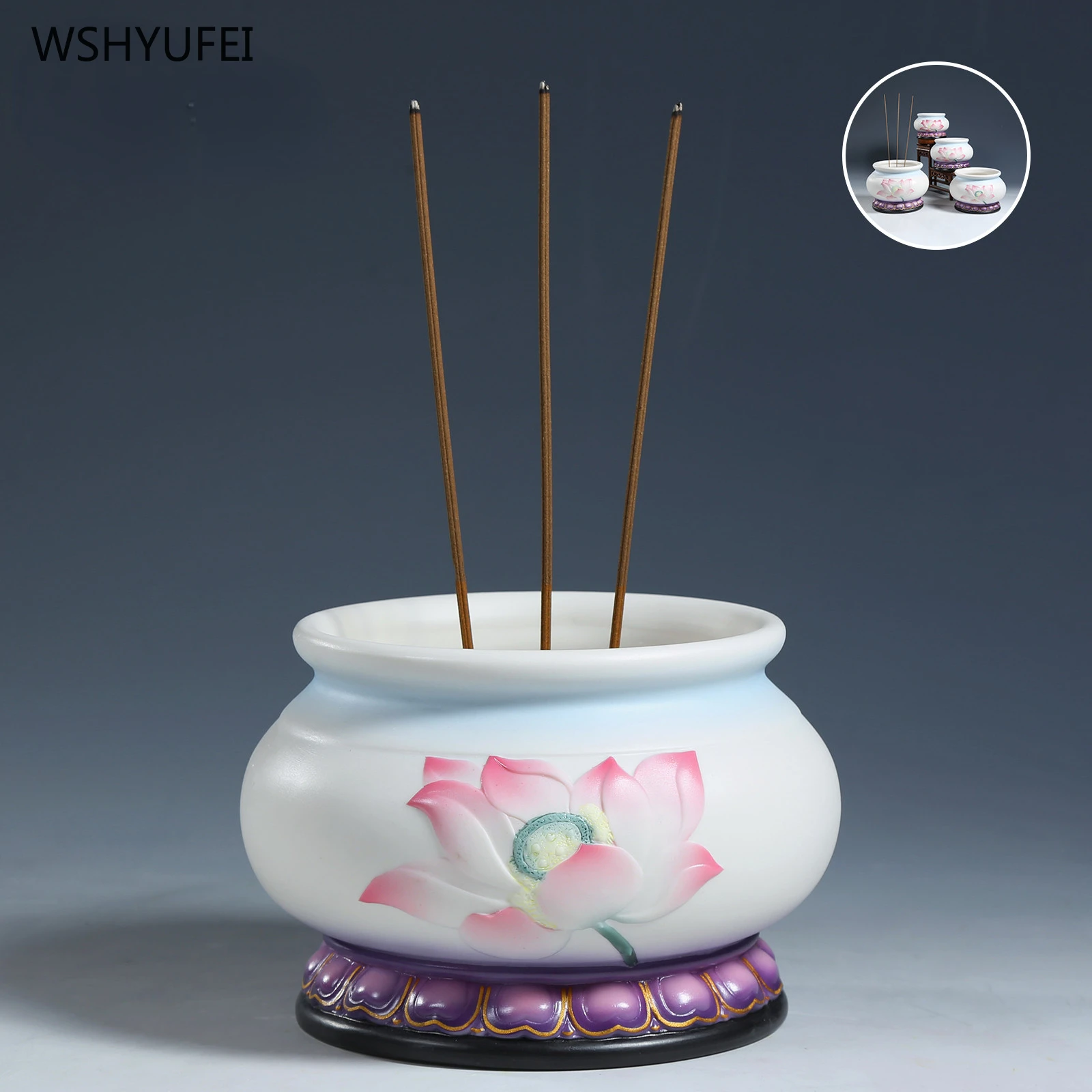 Home decoration accessories Ceramic Lotus Incense Burner Indoor household incense burner for Buddha worship 1pcs