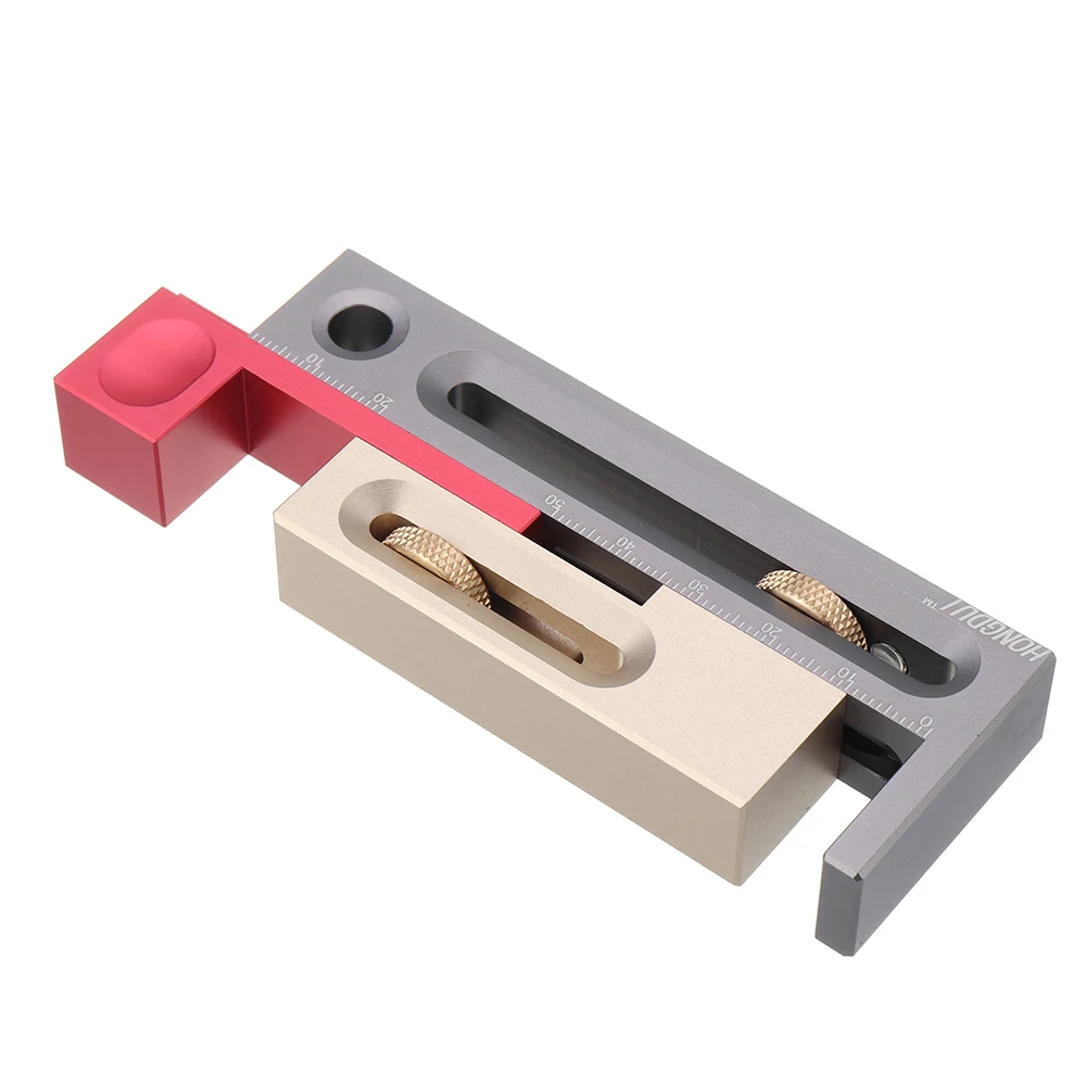 HONGDUI Kerfmaker Table Saw Slot Adjuster Mortise and Tenon Tool Woodworking Movable Measuring Block