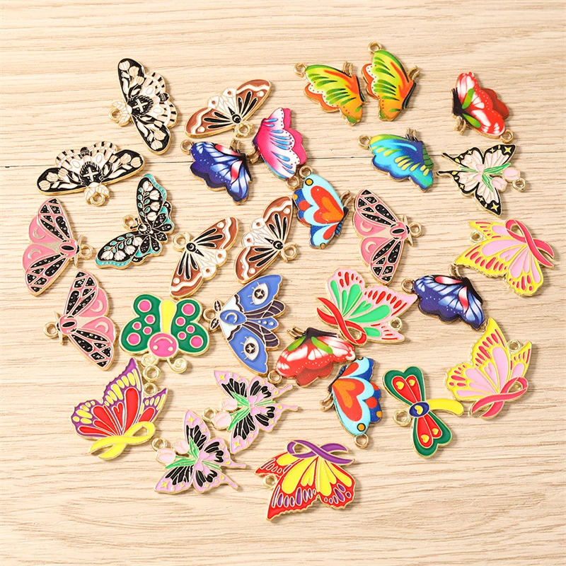 10 Stück Niedliche Bunte Emaille-Fliegender-Schmetterling-Anhänger für Schmuckherstellung Ohrringe Anhänger Halsketten Armbänder DIY-Bastelbedarf – Detail 3
