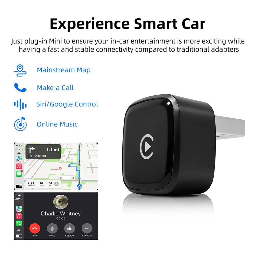 Kabelloser CarPlay-Adapter Kabelloses Android Auto AI Smart Box Mini 2-in-1 Intelligentes System für Kabelgebundenes CarPlay im Auto – Detail 10