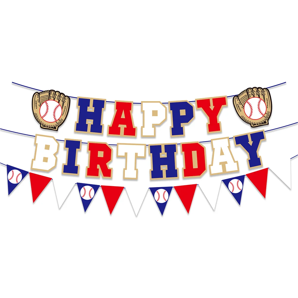 

Baseball Banners Cake Picks Decorative Banners Themed Happy Birthday Banners for Girl Boy (As Shown)