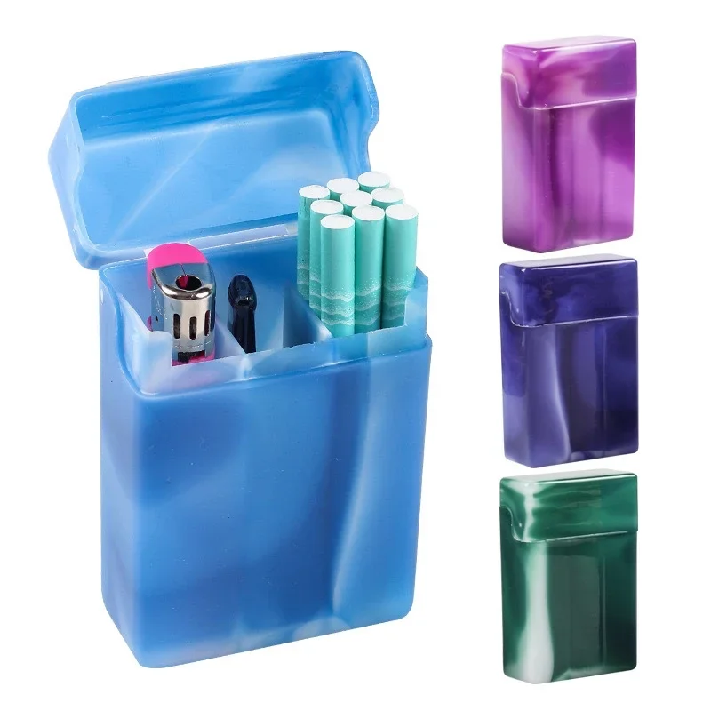 Portable Multifunctional Plastic Cigarette Case Men Flip Lid Cigarette Case Lighter Storage Box