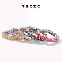 Tezzc 3mm Certified Full Moissanite Ring for Women Multiple Colors Sparkling Bridal Jewelry Wholesale 100% 925 Sterling Silver