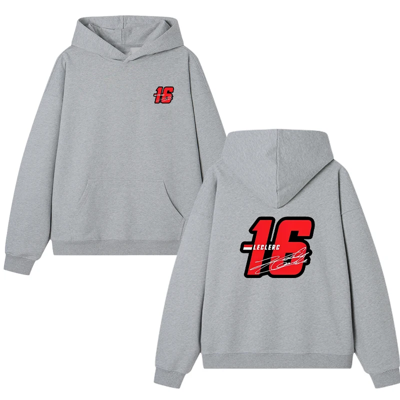 Harajuku fashion size 16 Charles Leclerc printed Hoodie Men women Autumn and winter Fleece pullover streetwear Sweatshirt Unisex