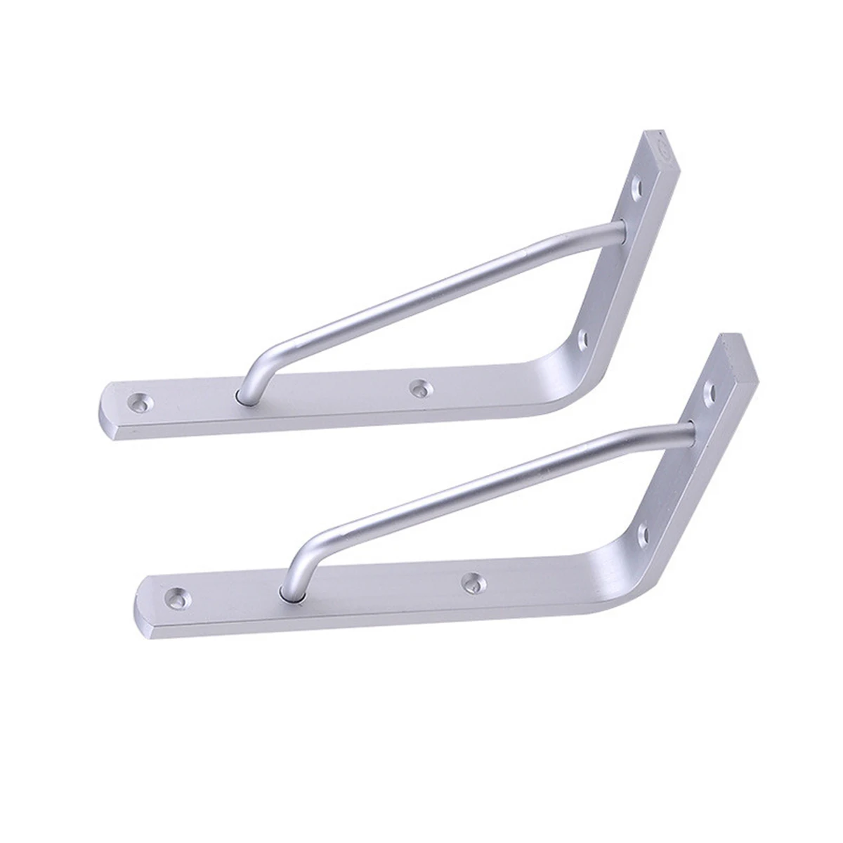 

2 pcs Triangle Shelf Brackets Heavy Duty Foldable Wall Mounted Aluminium Alloy Silver Loaded Supports Hardware DIY