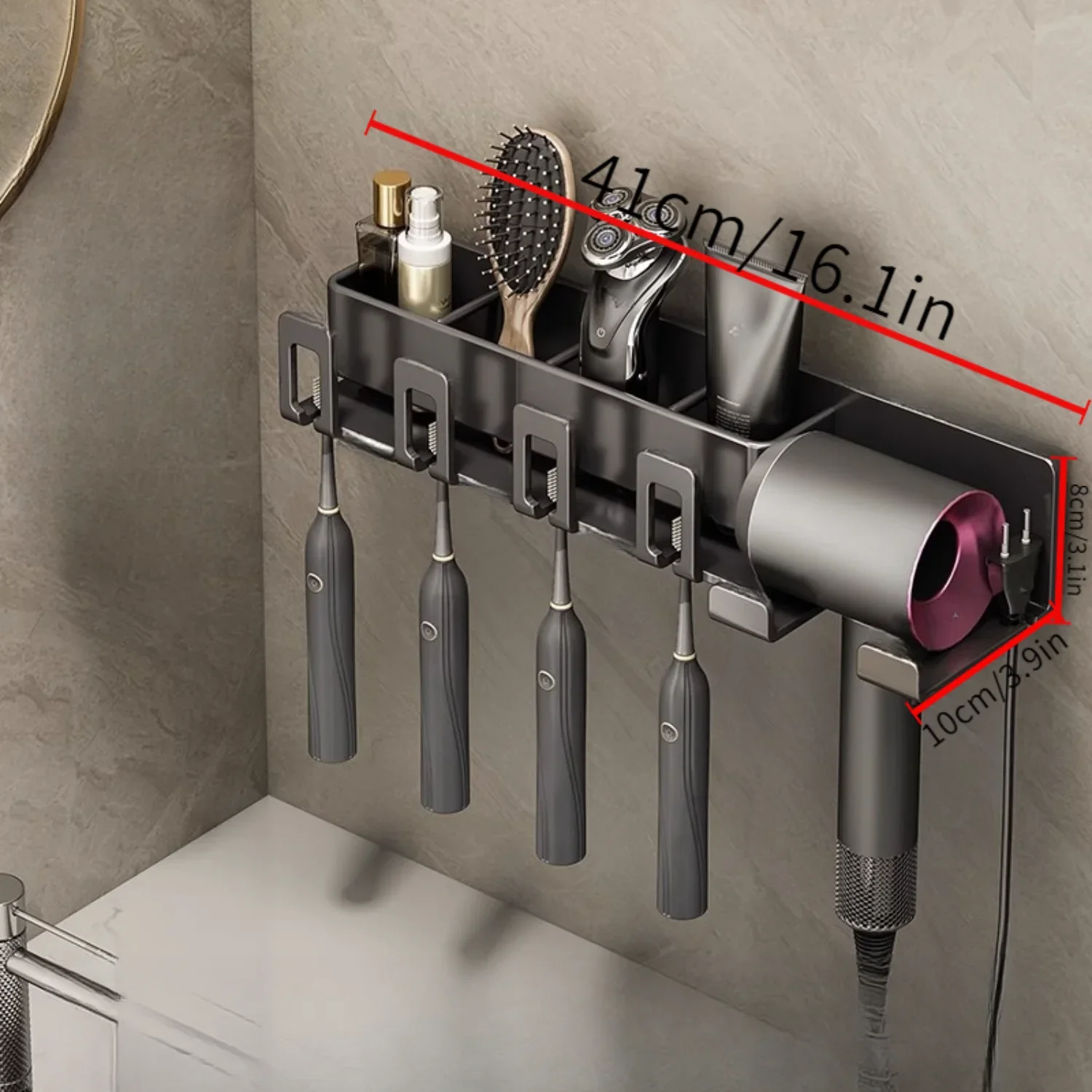 

Toothbrush Rack, Cup Holder, Cosmetic Comb Rack, Toilet Hair Dryer Holder, Mouthwash Cup Toothbrush Rack, Toiletries Shelf Ra