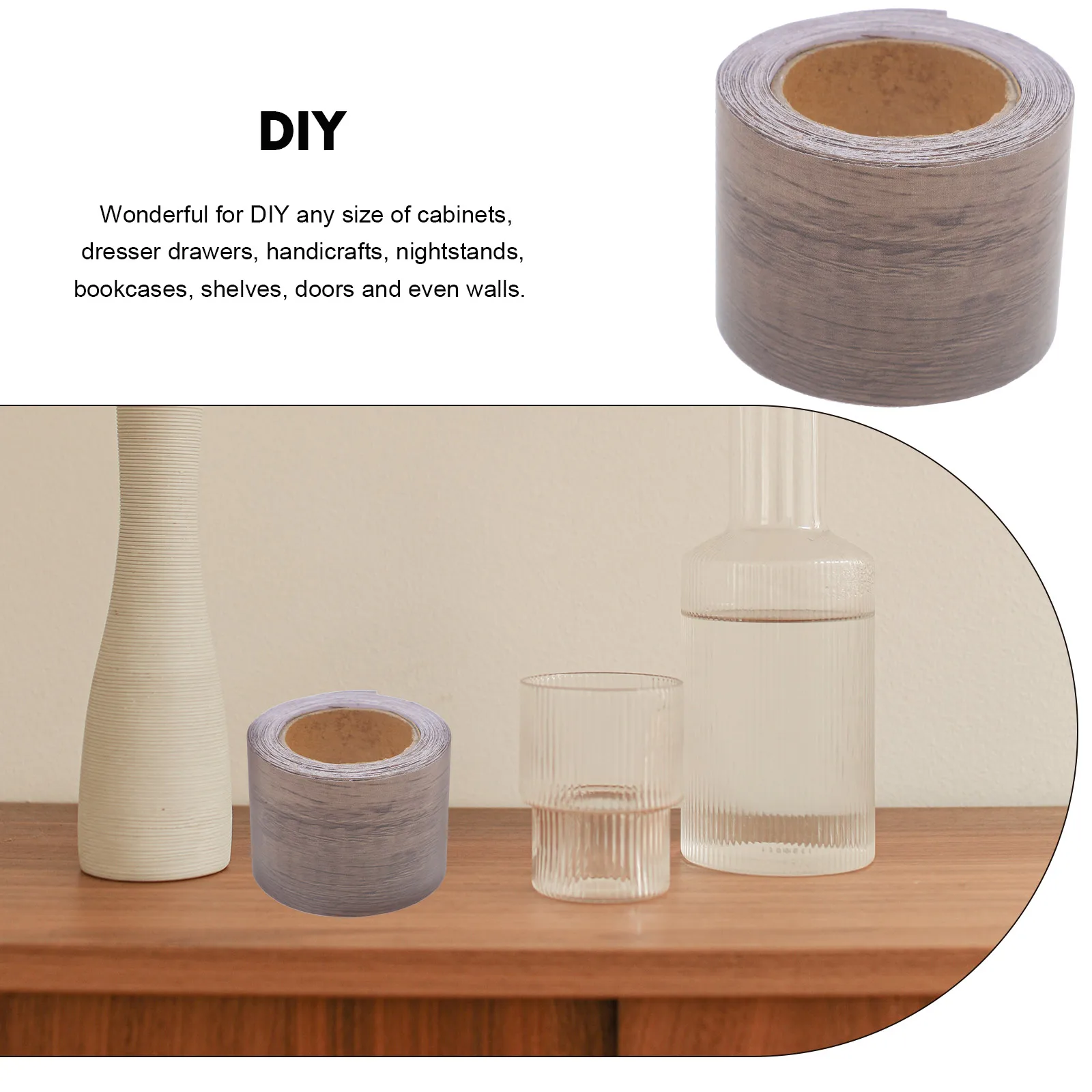 

1 Roll Self Adhesive Wood Grain Tape For Cabinet Edge Banding Repair Diy Wall Decorative Trim Sticker Furniture Decoration