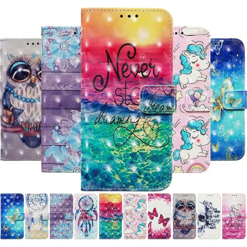 

Wallet Phone Cover Etui For Samsung Galaxy A23 A13 A14 A32 A33 A34 A53 A54 5G S22 S23 Plus Cute Painted Card Slots Case D03F