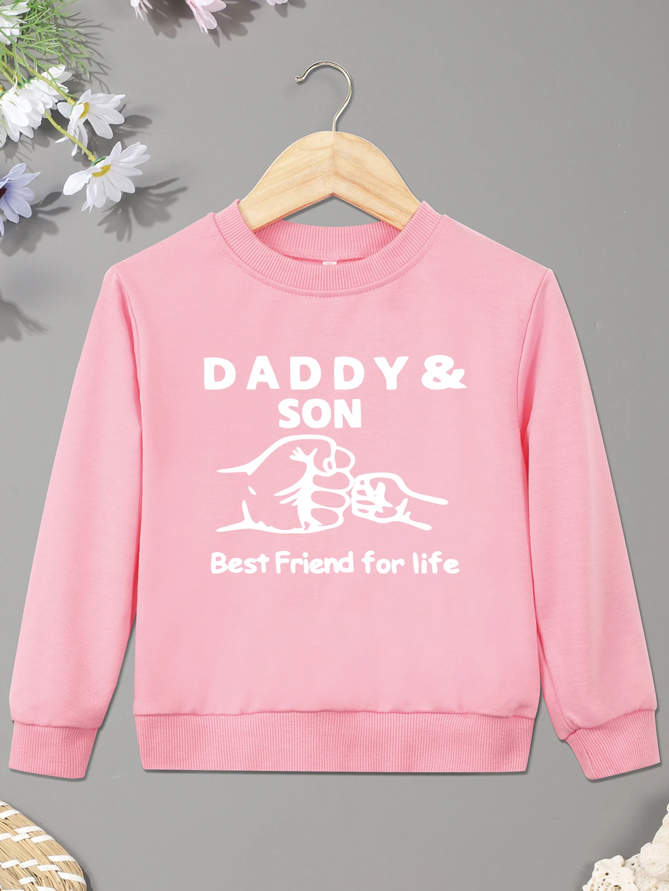 Tops Crewneck Sweatshirts Daddy Son Best Friend for Life Print Hoodies Child Boy Girl Pullover Trendy