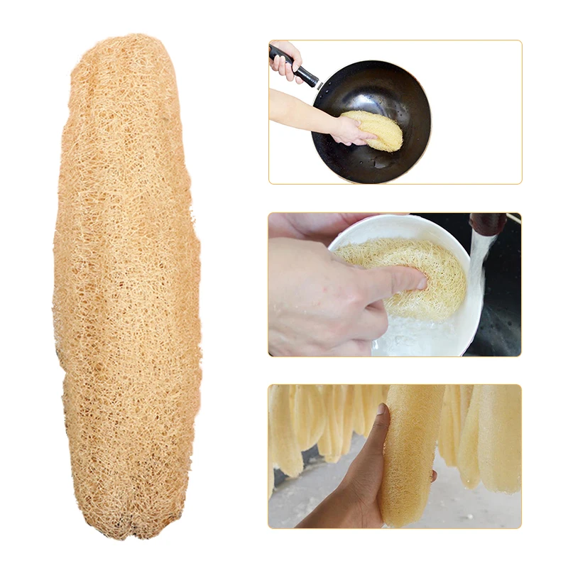 Esponja exfoliante de Luffa Natural para baño, esponja Exfoliante para ducha, fregador de cocina, almohadilla para frotar, olla, platos, cepillo de limpieza