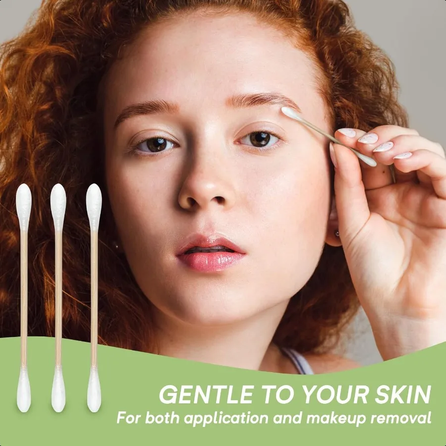 ไม้พันหูตวงกิ๊บไม้ไผ่ 1000 ชิ้น แกนไม้ไผ่แข็งแรง ปลายฝ้ายนุ่ม สำหรับแต่งหน้า ดูแลผิวพรรณ และการดูแลส่วนบุคคล รักษ์โลก