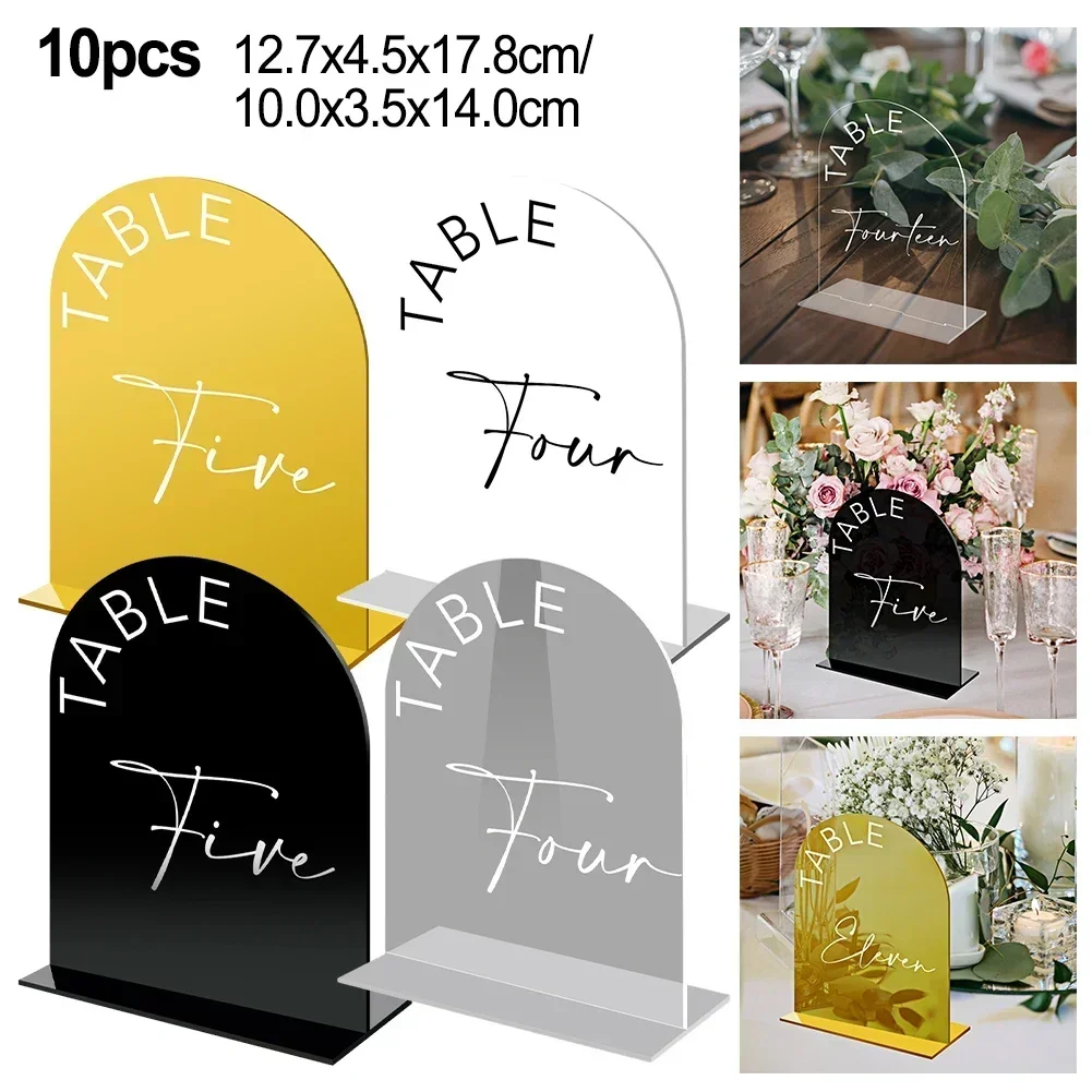 Arch Wedding Table Numbers - Elegant Acrylic Signs With Stands Table Number 1-10