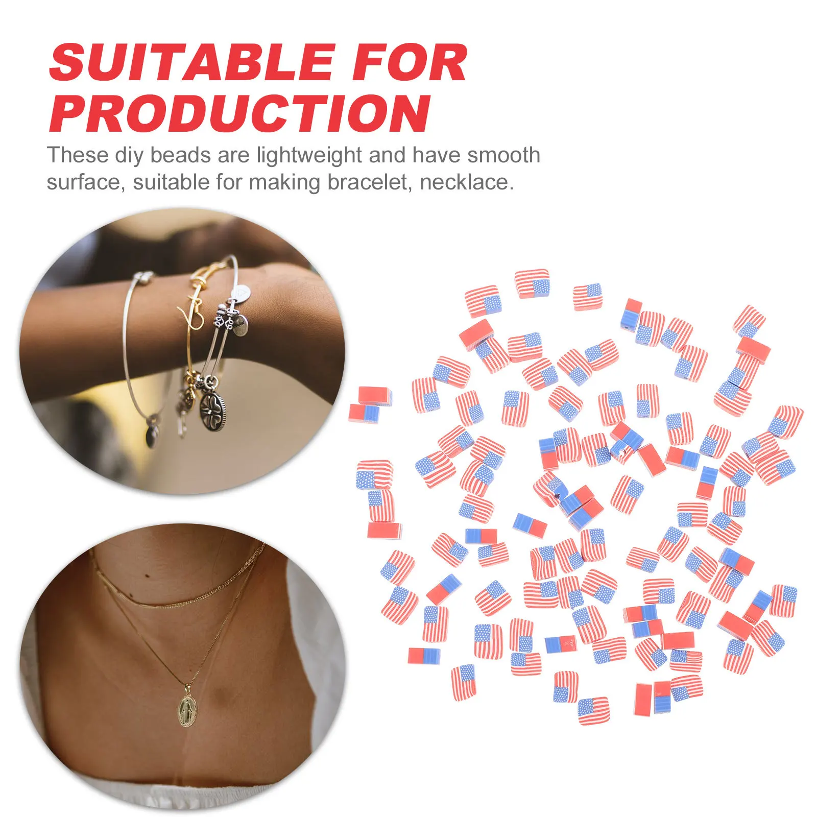 100 قطعة مربعة الشكل الوطنية العلم الأمريكي خزر عازل DIY بها بنفسك مجوهرات سوار قلادة الحرفية بوليمر كلاي الخرز #5