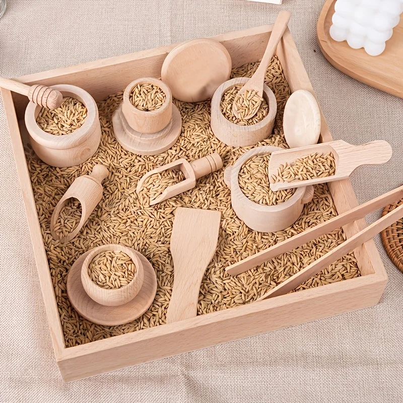 1 Zestaw Symulowanych Zestawów Herbacianych do Kuchni, Zabawki do Udawania Domu, Zabawki Drewniane, Zabawki do Domku dla Lalek, Prezenty Świąteczne, Prezenty Urodzinowe