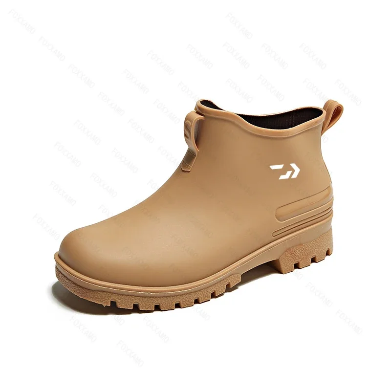 Fishing Rain Shoes Men's Non-slip Waterproof Shoes Outdoor Fashion Wear-resistant Plastic Shoes Short Rain Boots Men