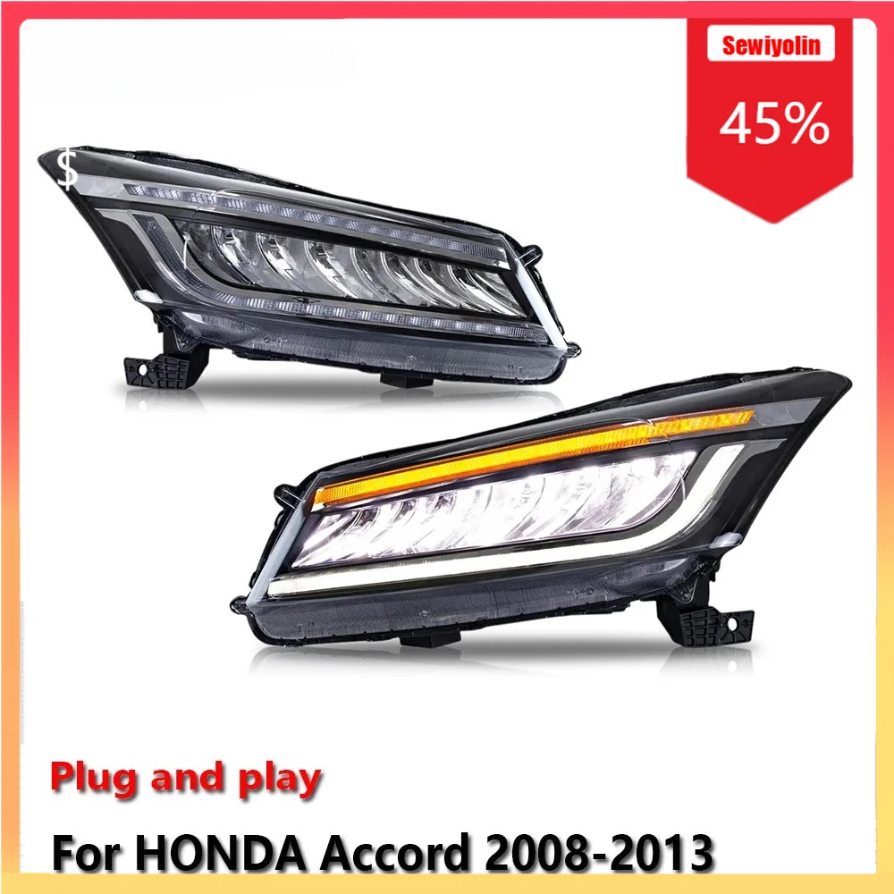 

Автомобильные светодиодные фары, автомобильные детали для HONDA Accord 2008-2013, противотуманные DRL, стоп-сигнал, указатель поворота, Plug and Play