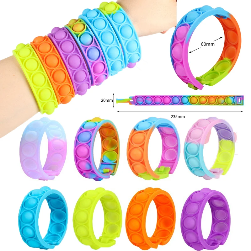 

fidget bubble simple dimple toy fidget anti stress relief colorful silicone bracelet anxiety sensory for autism adhd children