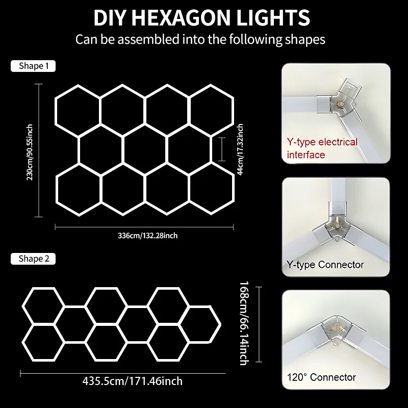 Garagen-Hexagon-LED-Leuchte 50000H Hexagon-LED-Deckenleuchte Superhell 6500K Garagenbeleuchtung für Zuhause, Fitnessraum, Friseursalon, Autodetailing, Bar, Keller, Werkstatt-Deckenbeleuchtung