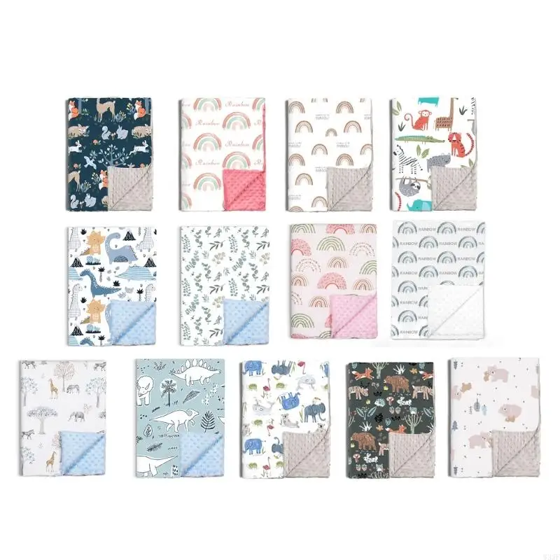 

W3JF Lovely Printed Baby Blanket Throw Soft Plush Minky Baby Blanket Skin-Friendly