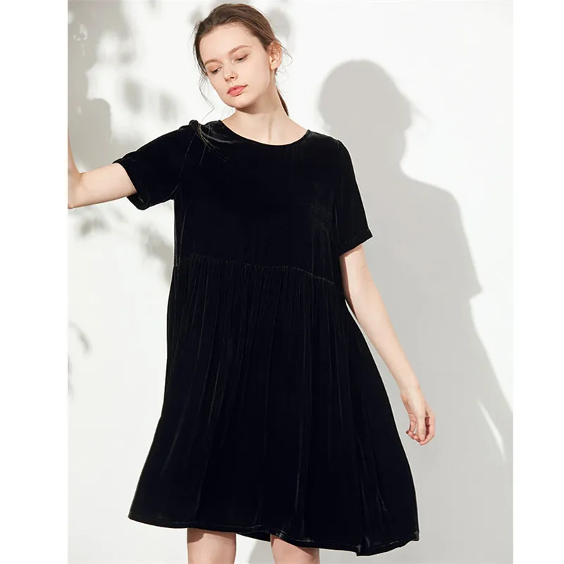 2024 Autumn Elegant Back Bow Tie Loose Dress Women Short Sleeves Vintage Velvet Midi Party Dress Femme Vestidos femininos  image 3