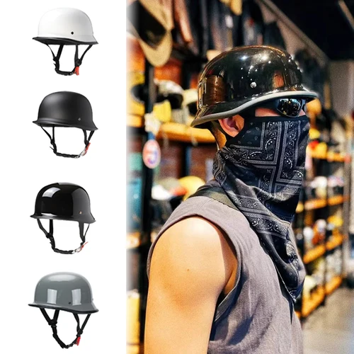 Imagen 2 del producto 15 Medio casco Vintage alemán Medio casco Estilo japonés retro casco de motocicleta verano gafas protectoras bastante frescas