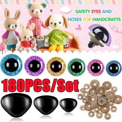 180PCS/Set Large Safety Eyes and Noses Color Plastic Craft Dolls Eyes DIY Puppets Bear Crafts Stuffed Animals Amigurumi 10-20mm