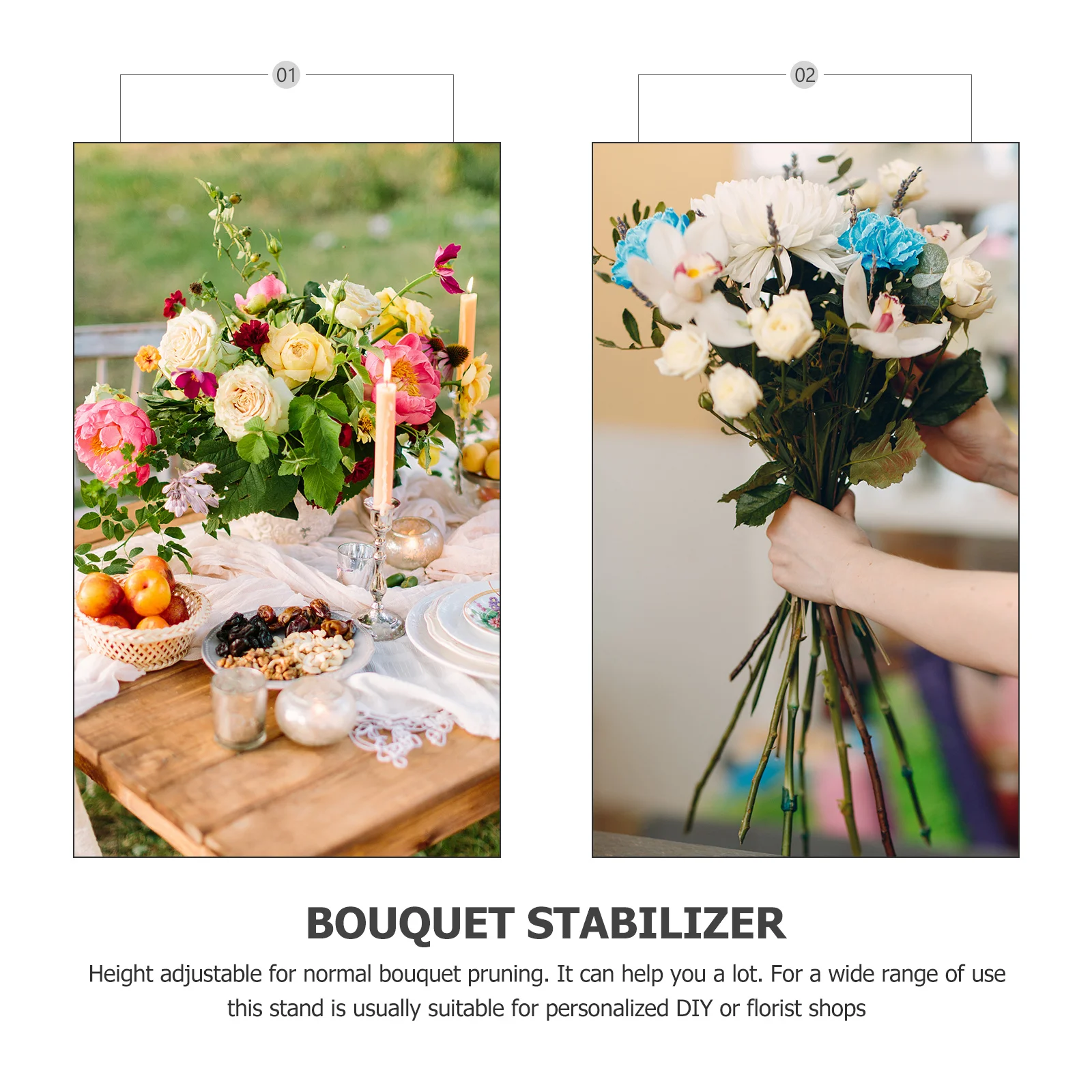 

Flower Bouquet Holder Iron Desktop Bouquet Fixing Stand Durable Table Floral Display Rack For Wedding Party Decor