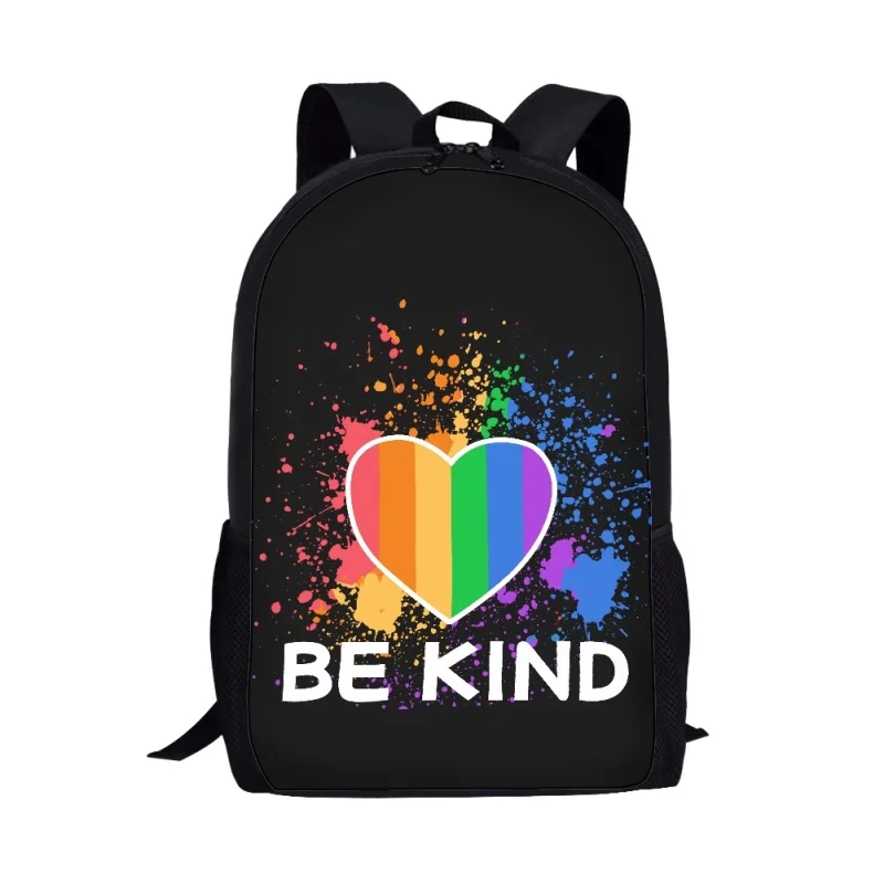 Rainbow Text Pattern LGBT Printing School Backpack for Children Cartoon Student Durable School Bag Unisex Backpack Lightweight