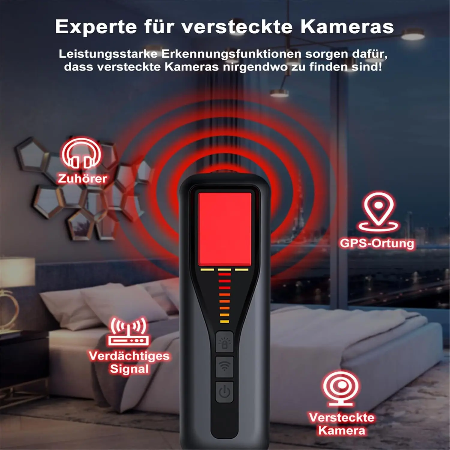 숨겨진 카메라 탐지기 LED 디스플레이 안티 스파이 카메라 탐지기 헌터 GPS 추적 버그 미니 카메라 RF 신호 스캐너 카메라 찾기