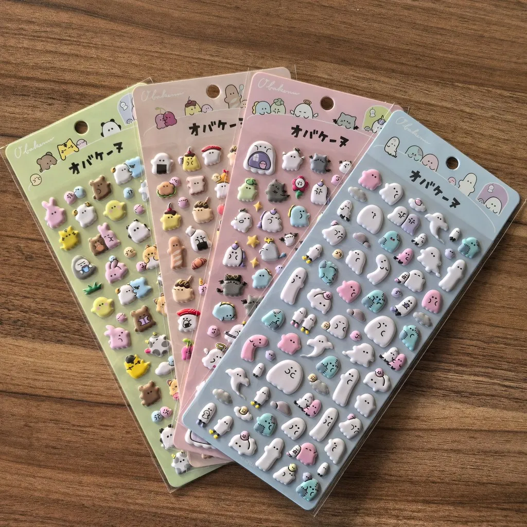 Obakeinu Cute Mini Stickers (4 Sheets) - Adorable Cartoon Figure Decor for Planners Gift Decoration BulingBulingStickers Store
