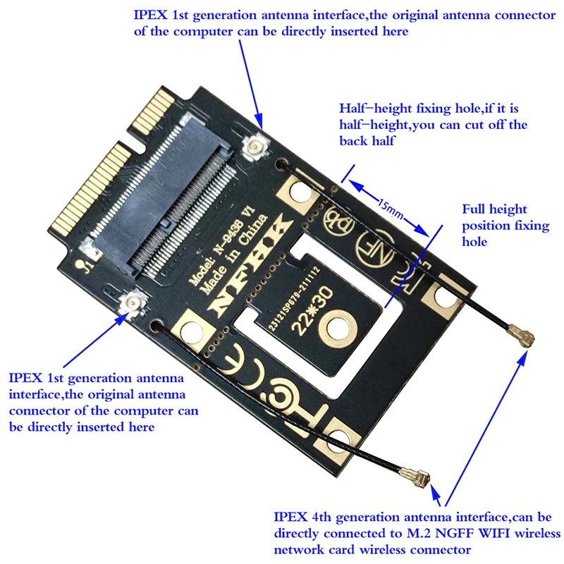 1PC M.2 NGFF to Mini PCI-E (PCIe+USB) Adapter For Wifi Bluetooth Wireless Wlan Card Intel AX200 9260 8265 8260 Laptop