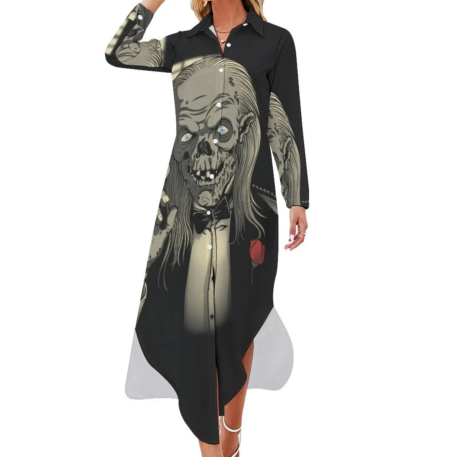 

THE CRYPTFATHER Long Sleeved Shirt Dress Woman clothes evening dress ladies