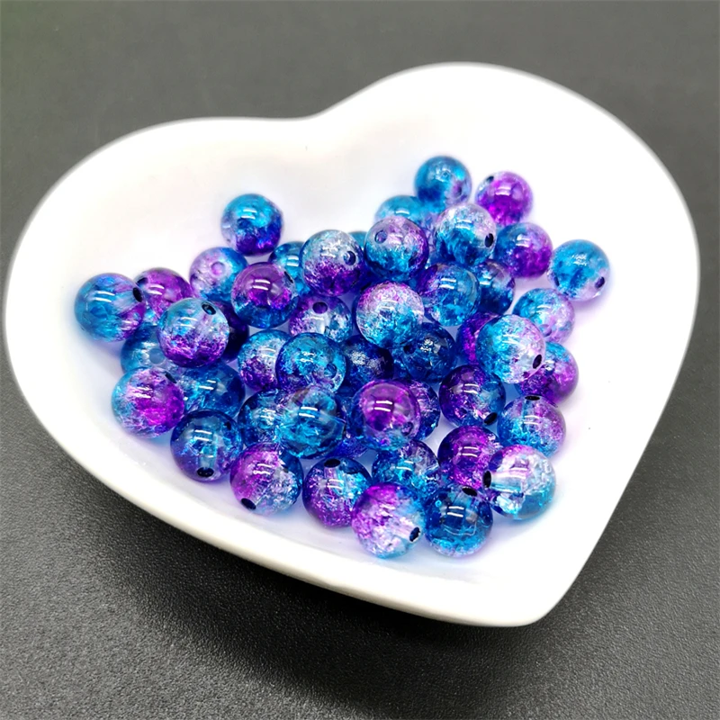 50pcs 8mm Double Colored Cracked Beads Spacer  For Jewelry Making Handmade DIY