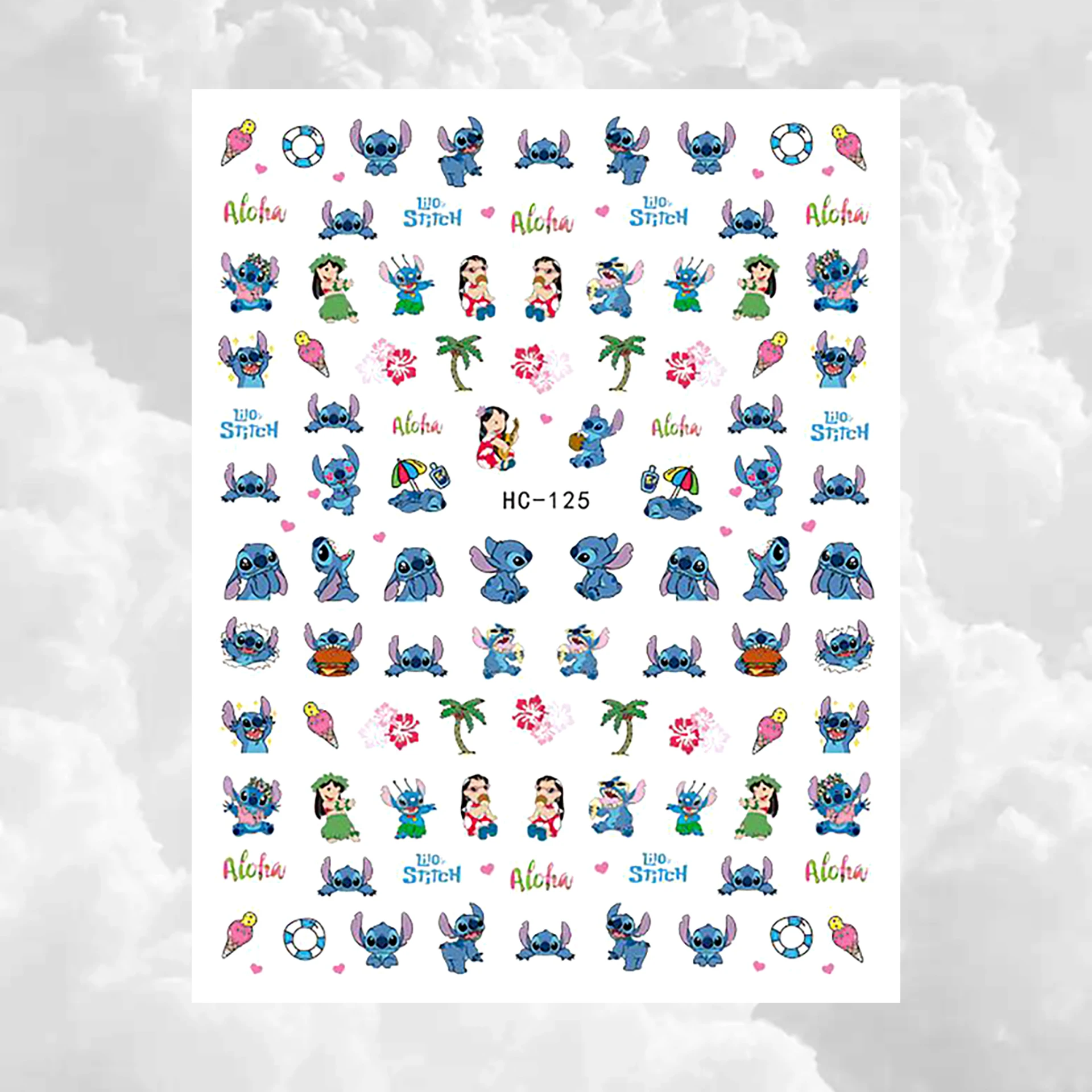 Disney Cartoon 3D Adhesive Nail Stickers Nail Art Supplies Mickey Mouse Stitch Mermaid Nail Decal Stickers Nail Decoration