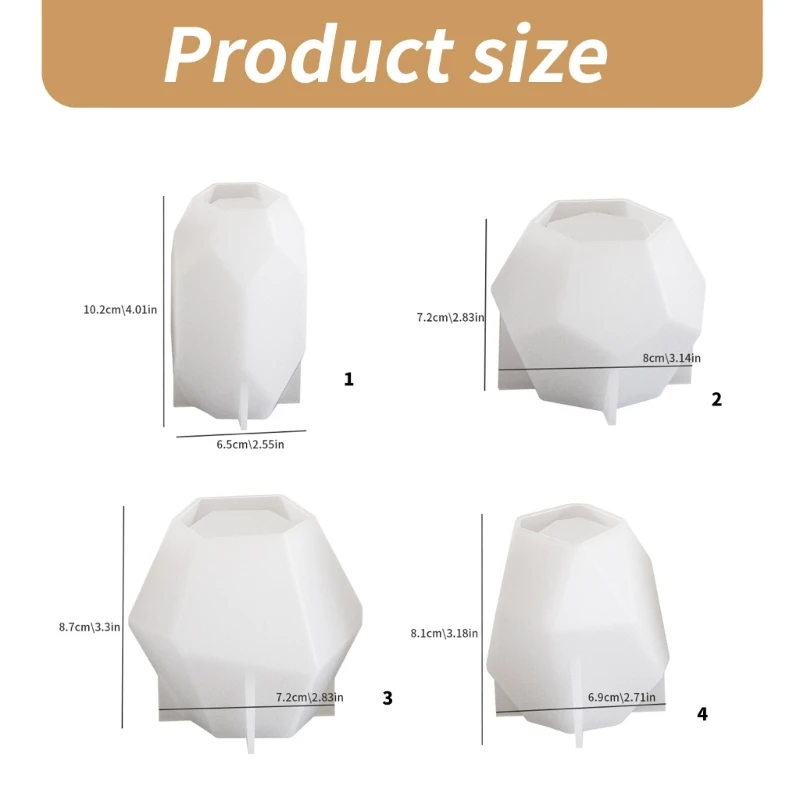 Cetakan Tempat Lilin Silikon Bentuk Geometris Cetakan Cangkir Lilin Tekstur Silikon Cetakan Lilin untuk Kerajinan Pembuatan