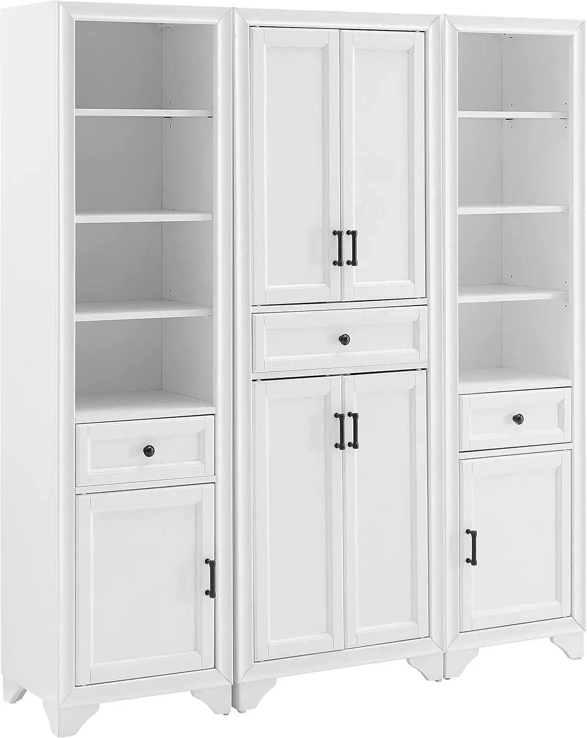 KF33006WH Tara 3-Piece Pantry Set with Pantry and 2 Linen Cabinets, Distressed White